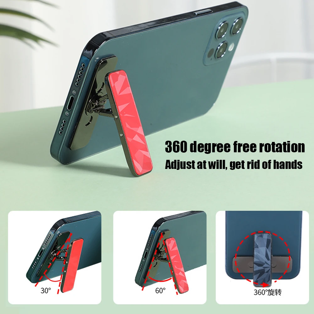 Luxury Mini Phone Holder Metal Folding Phone Stand Invisible 360° Rotate Mobile Phone Kickstand Holder Desk Phones Bracket Mount