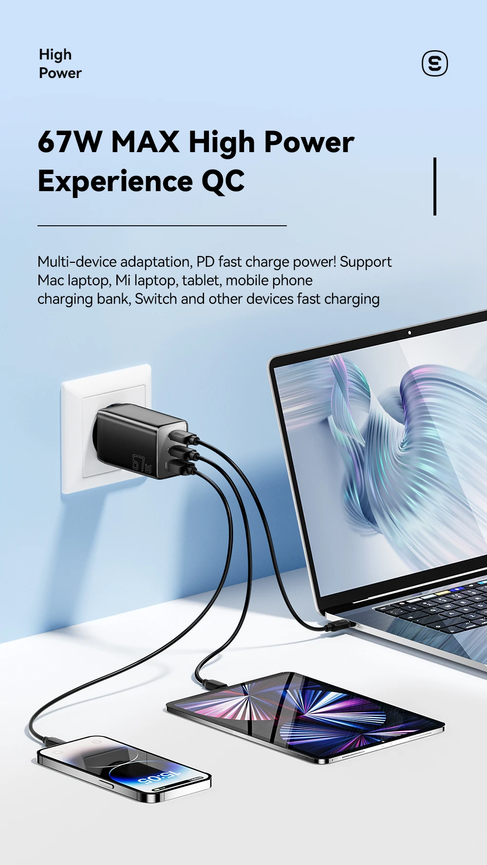 Essager 67W GaN USB Type C Charger PPS 65W Fast Charge For Samsung QC 4.0 PD 3.0 iPhone 15 14 13 Pro Huawei Phone Laptop Chagers