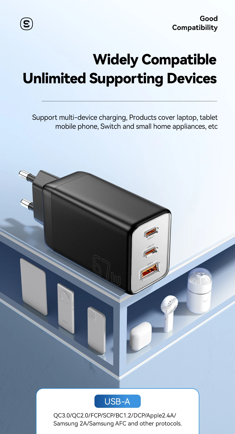 Essager 67W GaN USB Type C Charger PPS 65W Fast Charge For Samsung QC 4.0 PD 3.0 iPhone 15 14 13 Pro Huawei Phone Laptop Chagers