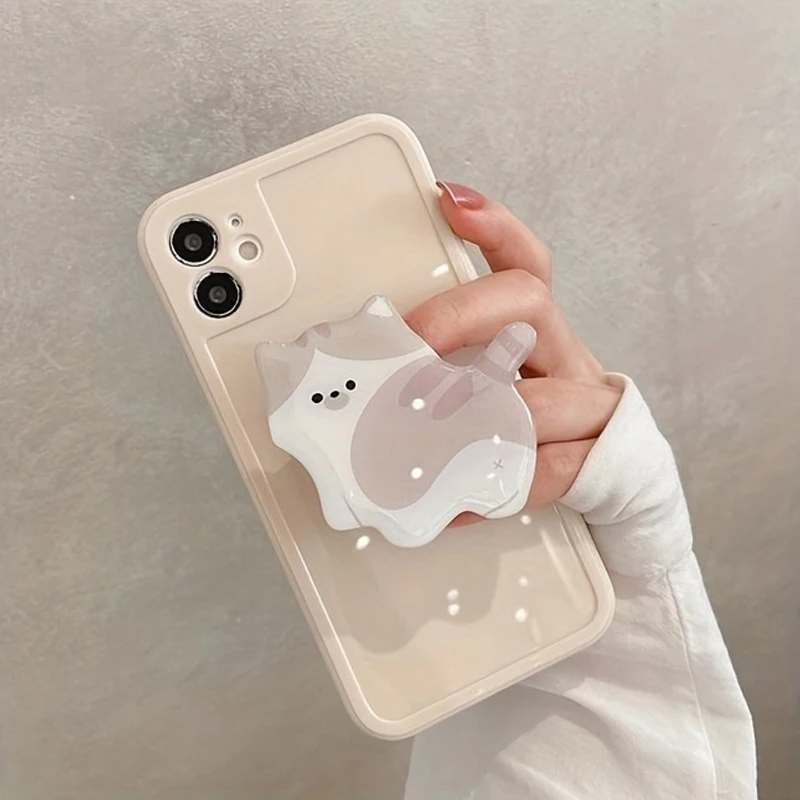 Cute 3D Cat Acrylic Phone Holder Griptok Support For iPhone 16 Samsung Xiaomi Korean Kitten Grip Tok Folding Finger Stand Socket