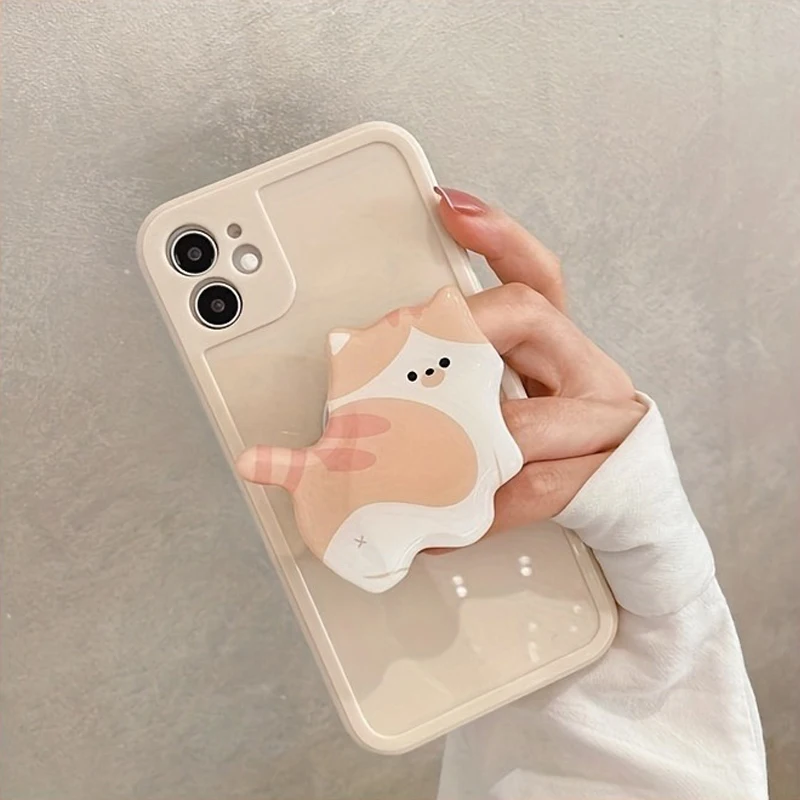 Cute 3D Cat Acrylic Phone Holder Griptok Support For iPhone 16 Samsung Xiaomi Korean Kitten Grip Tok Folding Finger Stand Socket