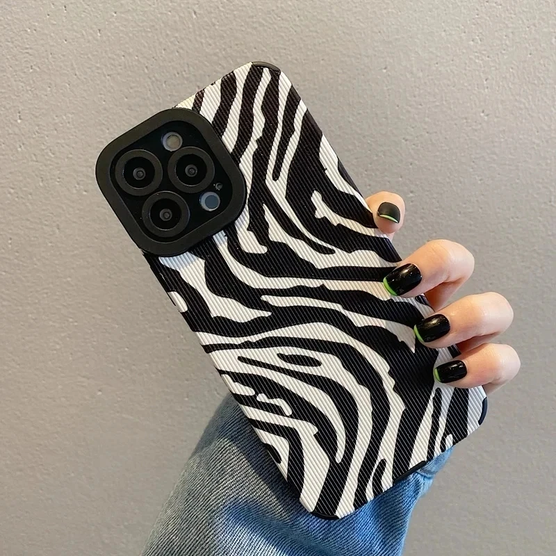 Fashion Zebra Art David Snake Silicone Case For iPhone 16 11 12 13 14 15 Pro Max Mini Plus 17 Air Soft Shockproof Leather Cover