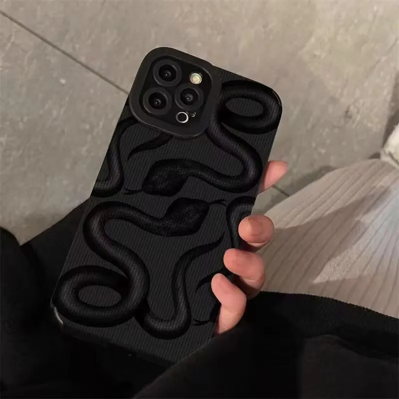 Fashion Zebra Art David Snake Silicone Case For iPhone 16 11 12 13 14 15 Pro Max Mini Plus 17 Air Soft Shockproof Leather Cover