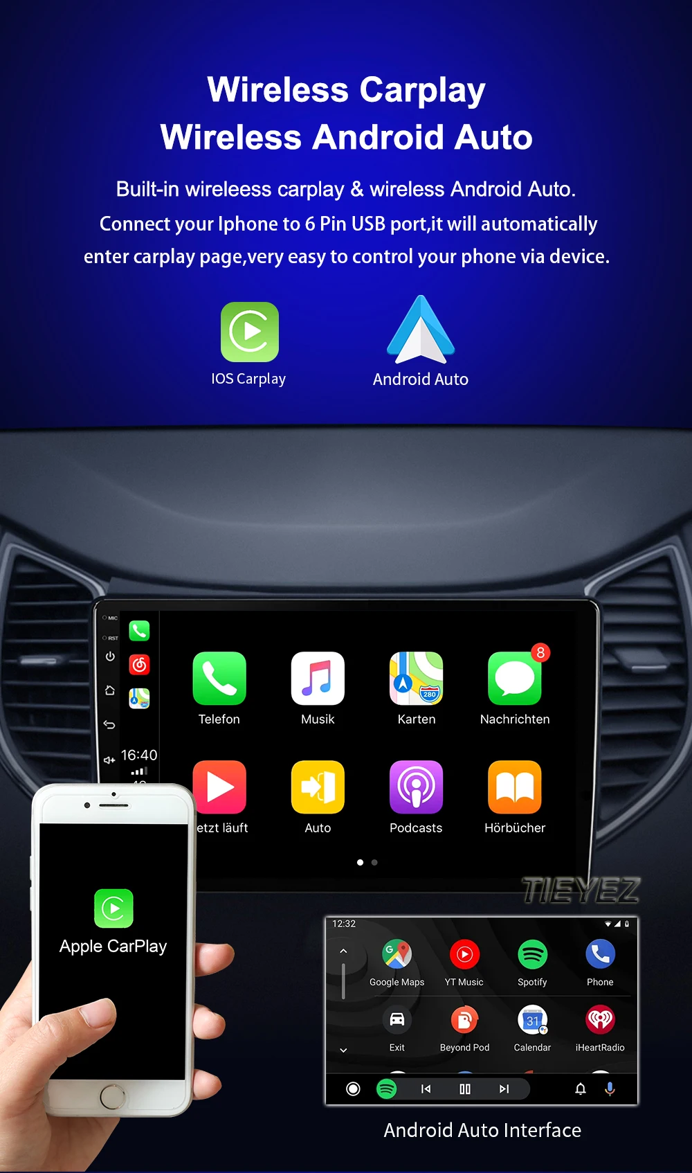 Android 16 Carplay Auto For Iveco Daily 2006-2018 Car Radio Multimedia Video Player 5G Wifi GPS Navigation Head Unit