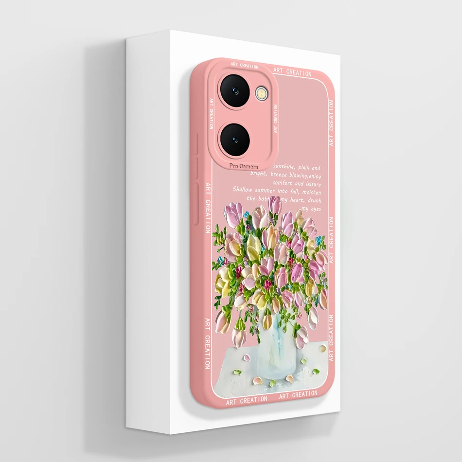 Case For Vivo Y03 4G Fun Panda Full Coverage Bumper Soft Liquid Silicone Funda For Vivo Y 03 Model V2332 Phone Back Covers Coque
