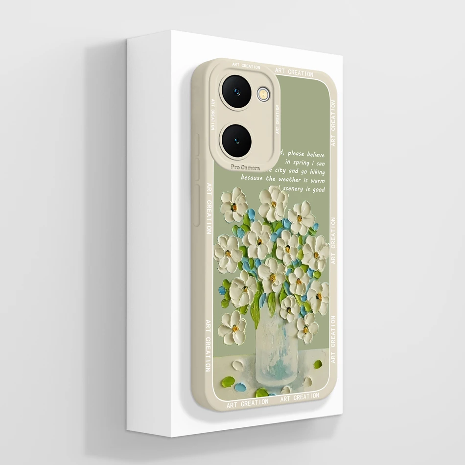 Case For Vivo Y03 4G Fun Panda Full Coverage Bumper Soft Liquid Silicone Funda For Vivo Y 03 Model V2332 Phone Back Covers Coque