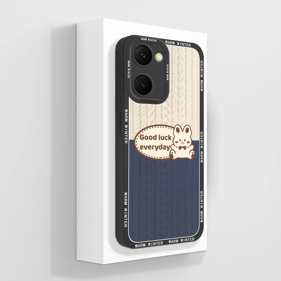 Case For Vivo Y03 4G Fun Panda Full Coverage Bumper Soft Liquid Silicone Funda For Vivo Y 03 Model V2332 Phone Back Covers Coque