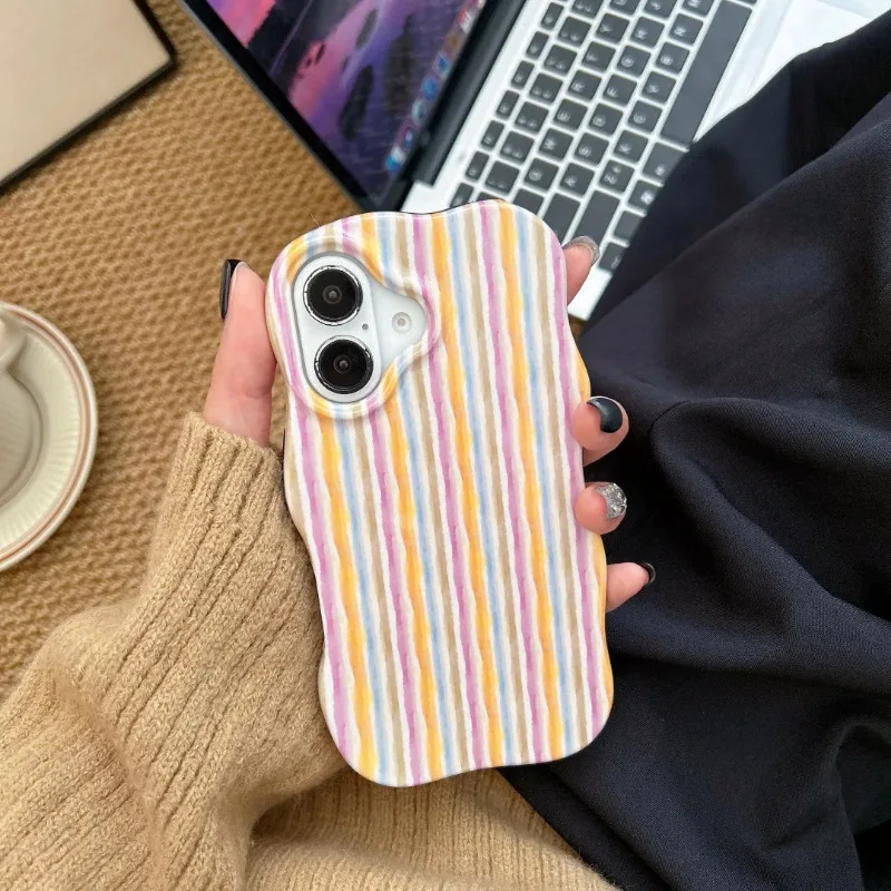 HOCE Fashion Candy Color Stripes Phone Cases For iPhone 17 Air 16 15 14 13 Pro Max 17 Pro Case Shockproof Hard Back Cover