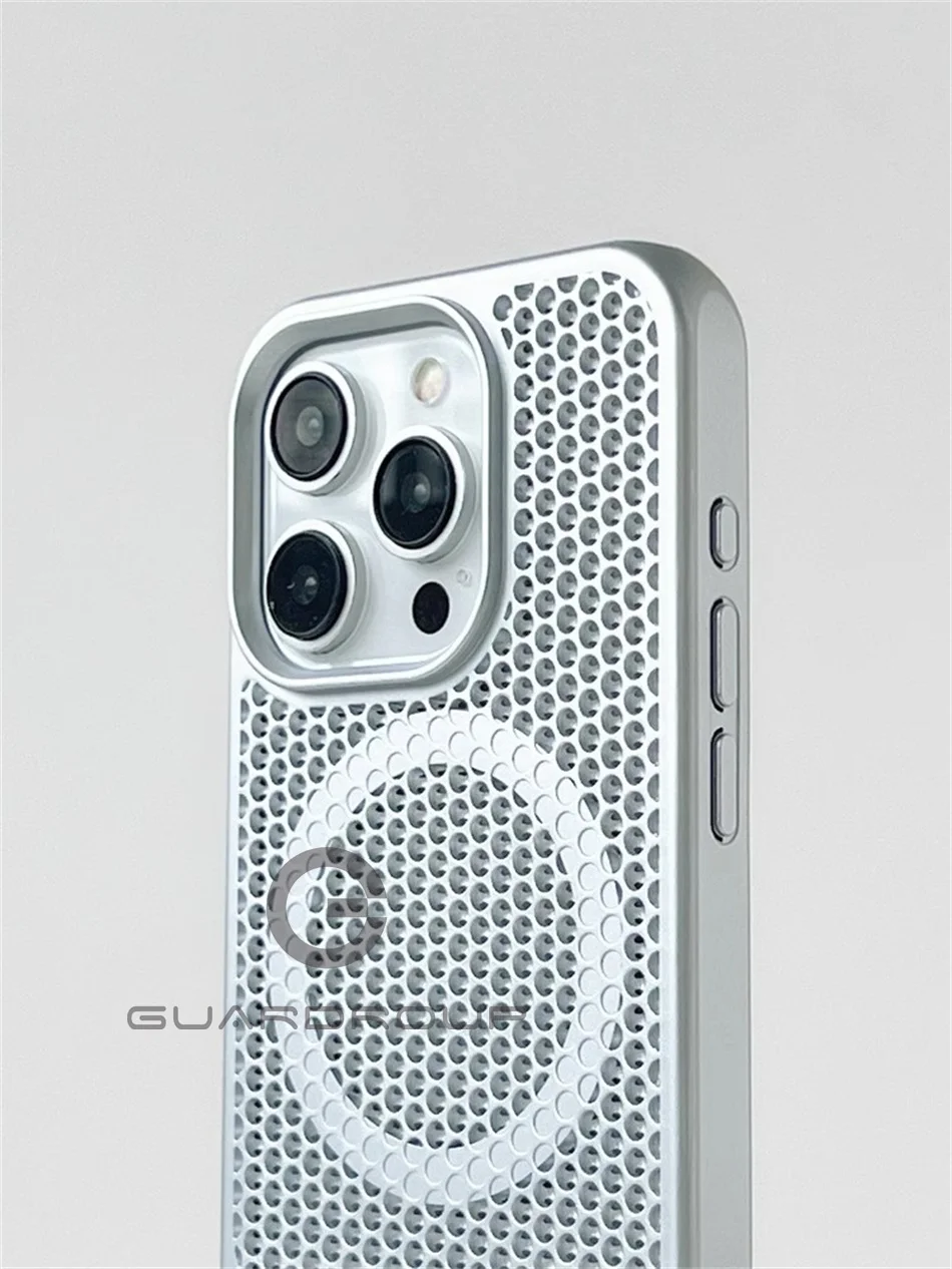 Luxury Heat Dissipation For Magsafe Case For iPhone 15 14 13 18 16 17 Pro Max Breathable Wireless Charge Stand Shockproof Cover