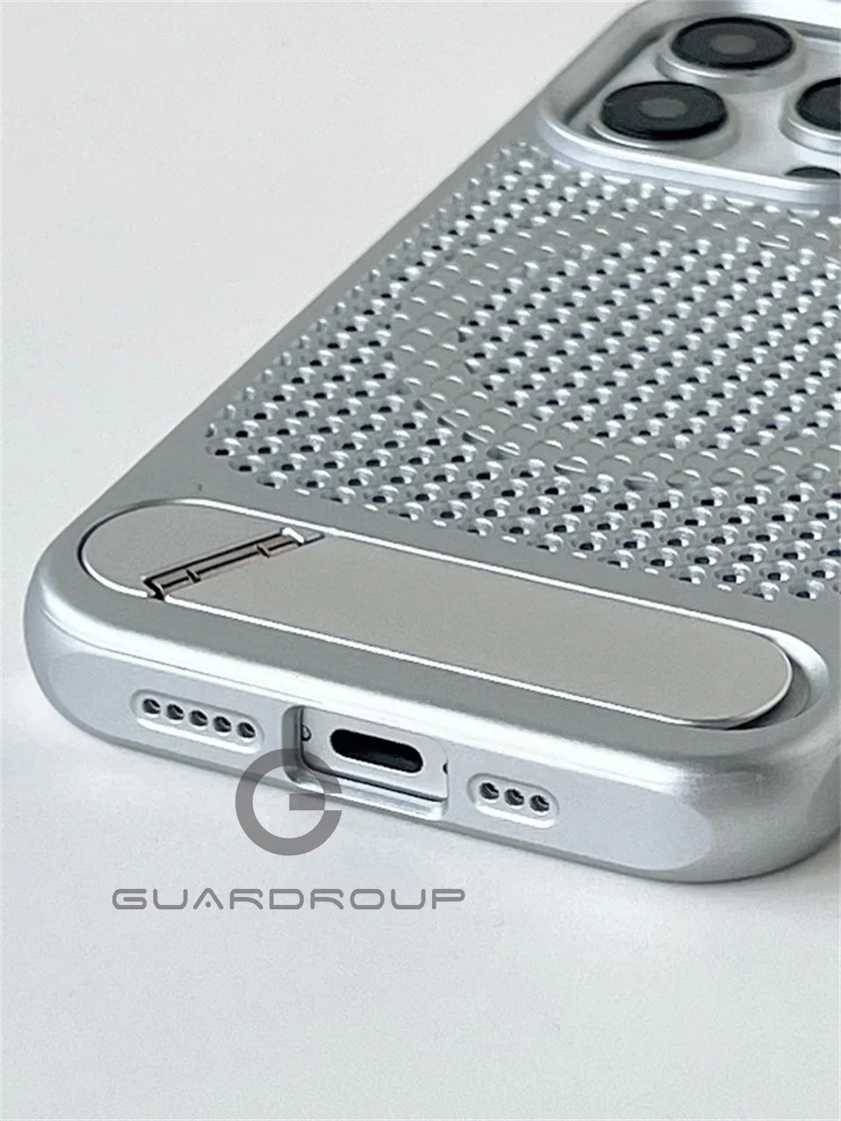 Luxury Heat Dissipation For Magsafe Case For iPhone 15 14 13 18 16 17 Pro Max Breathable Wireless Charge Stand Shockproof Cover