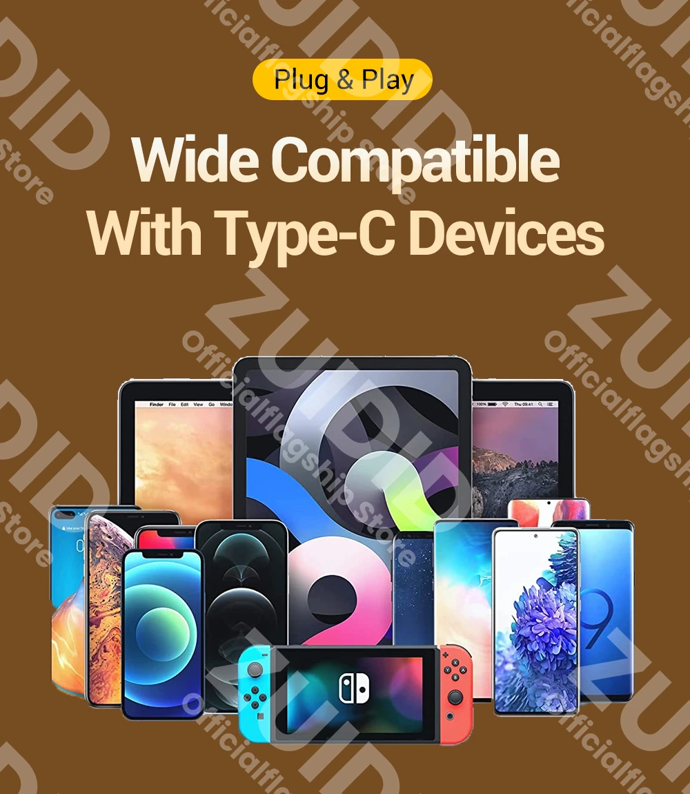 Transparent LED Display PD240W USB4.0 40Gbps Type C to C OTG Adapter 8K@60Hz 5A Fast Charging Cable for iPhone 15 14 MacBook Pro