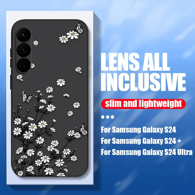 Flower Case For Samsung Galaxy S24 S25 S23 S22 Ultra S21 S20 FE A15 A25 A35 A55 A34 A36 A16 A17 A56 A54 5G Coque Lanyard Cover