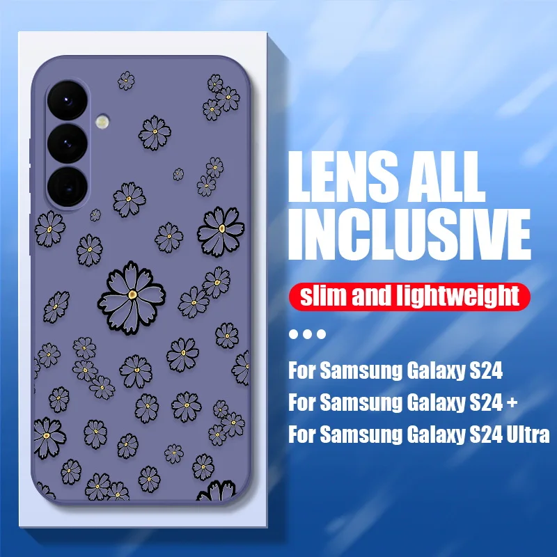 Flower Case For Samsung Galaxy S24 S25 S23 S22 Ultra S21 S20 FE A15 A25 A35 A55 A34 A36 A16 A17 A56 A54 5G Coque Lanyard Cover
