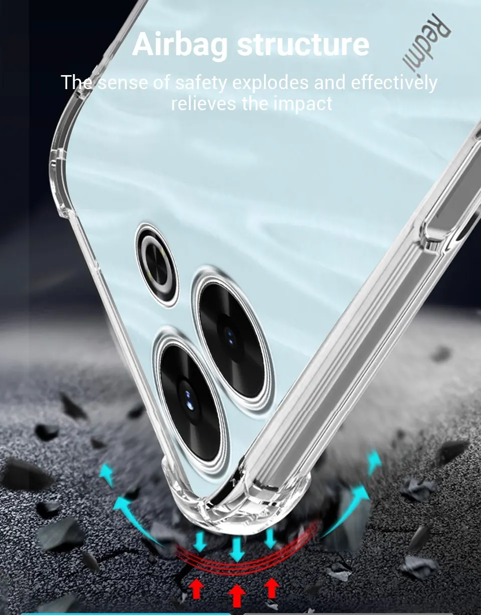 For Redmi 13 4G Case Silicone Soft Bumper Cover For Redmi 13 5G Clear Shockproof Airbag TPU Phone Case For Xiaomi Redmi13 Funda