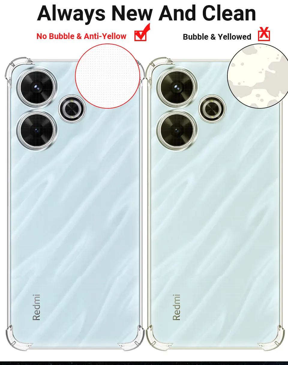 For Redmi 13 4G Case Silicone Soft Bumper Cover For Redmi 13 5G Clear Shockproof Airbag TPU Phone Case For Xiaomi Redmi13 Funda