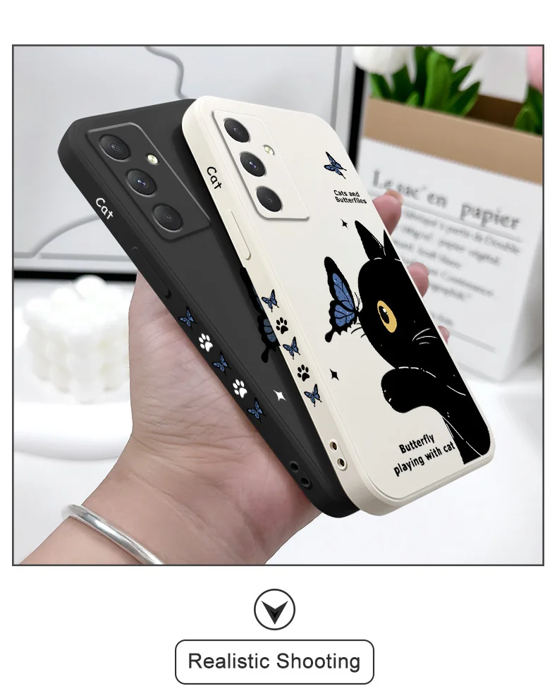 Cat Butterfly Phone Case For Samsung A56 A55 A36 A35 A26 A25 A15 A17 A16 A07 A06 A05 A05S A54 A34 A24 A14 A04 A04S A04E 5G Cover