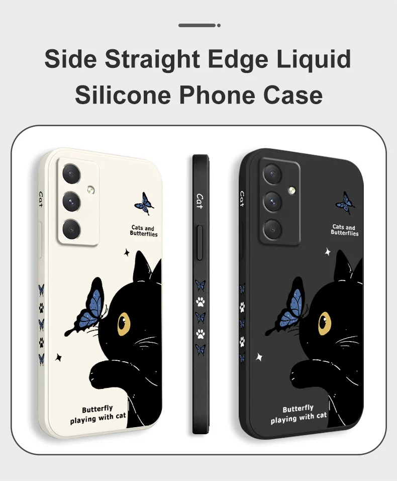 Cat Butterfly Phone Case For Samsung A56 A55 A36 A35 A26 A25 A15 A17 A16 A07 A06 A05 A05S A54 A34 A24 A14 A04 A04S A04E 5G Cover