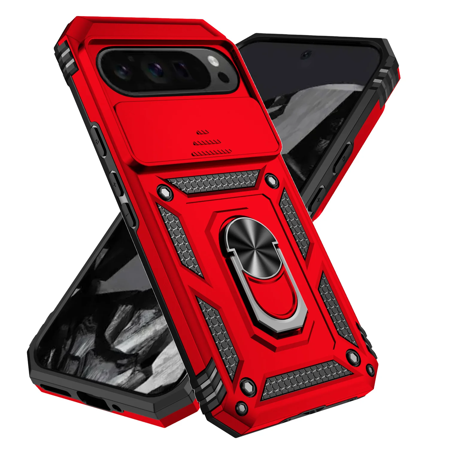 Armor Ring Bracket Push Window Protection Cell Phone Case for pixel 6 6PRO 6A 7 7PRO 7A 8 8PRO 8A 9/9PRO 9PRO XL Cover
