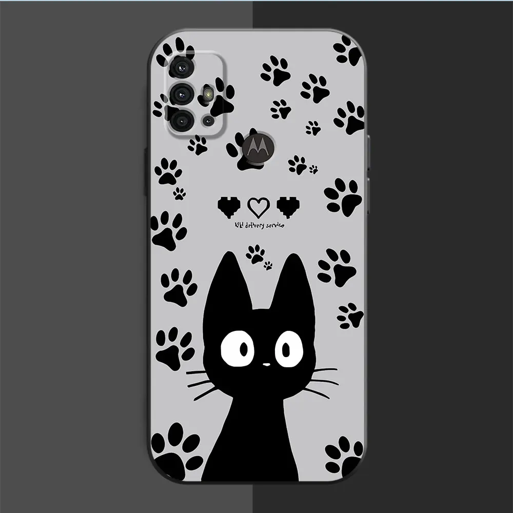 Cute Funny Lucky Cat Cover Phone Case for Motorola Moto G71 G72 G60 G22 G50 G51 G52 G53 G73 G60s G30 G32 G31 Black Soft