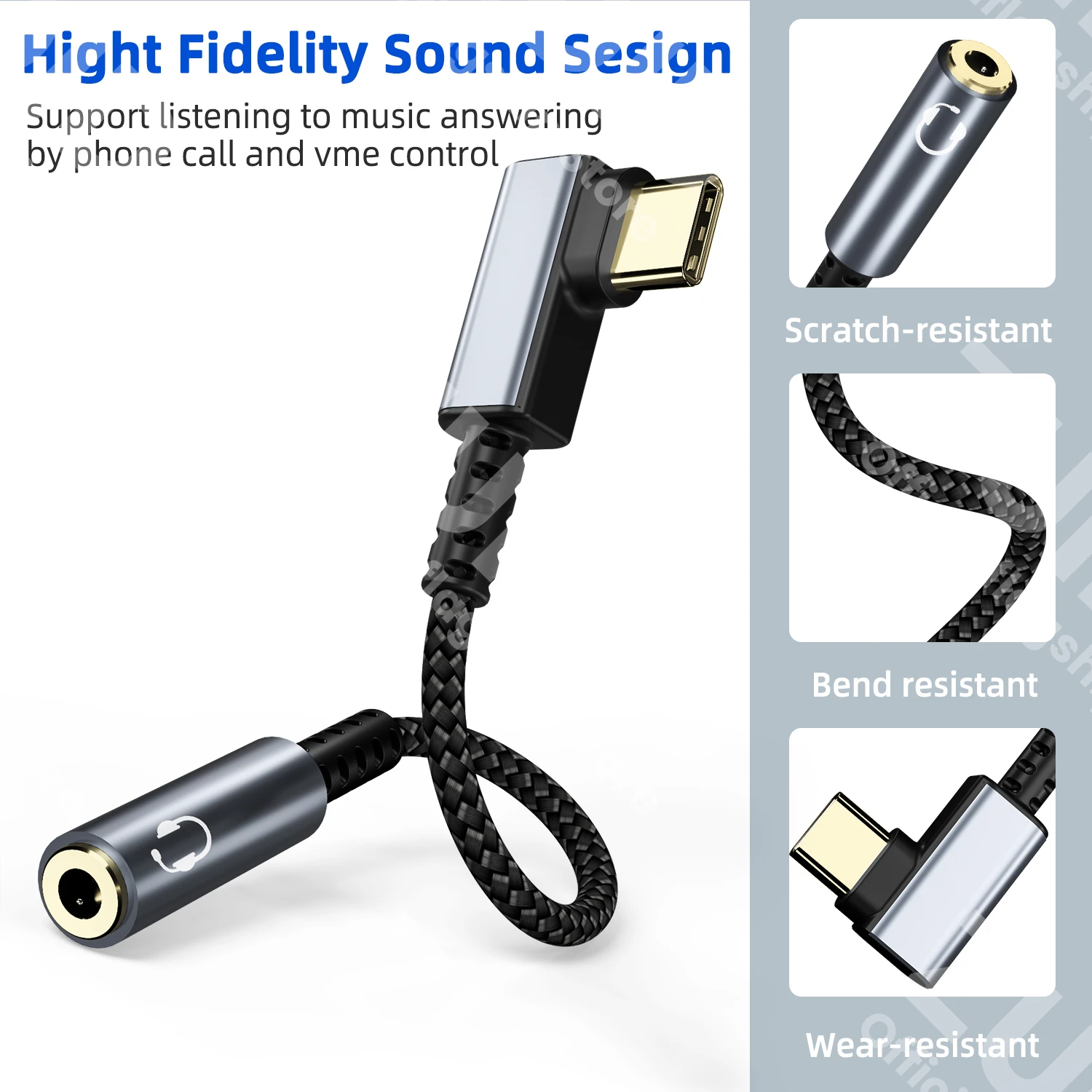USB Type C 3.5 Jack HiFi Earphone Adapter USB C to 3.5mm Headphones AUX Audio Adapter Cable For iPad Pro Samsung Huawei Xiaomi