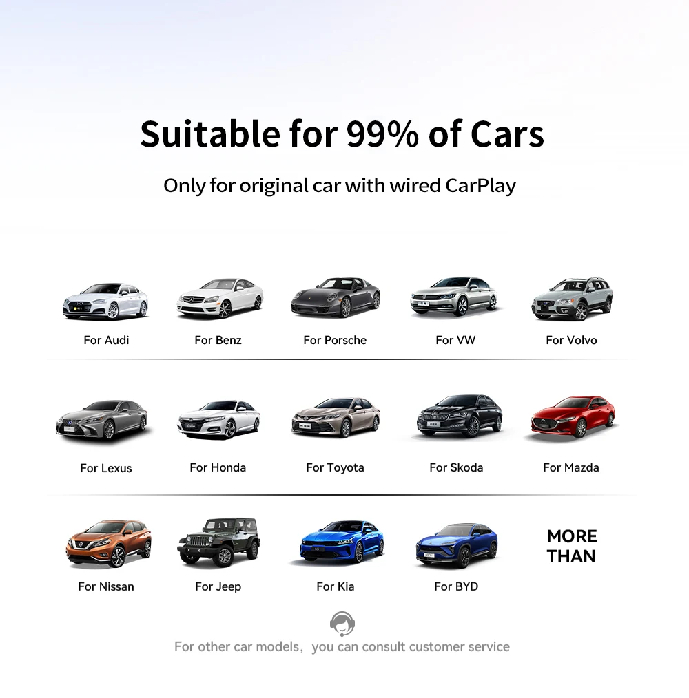 Carplay Wireless Adapter Android Auto 2in 1 Smart Dongle 2025 5G WIFI For iphone Android Phone For Volvo Benz Mg Kia Chery VW