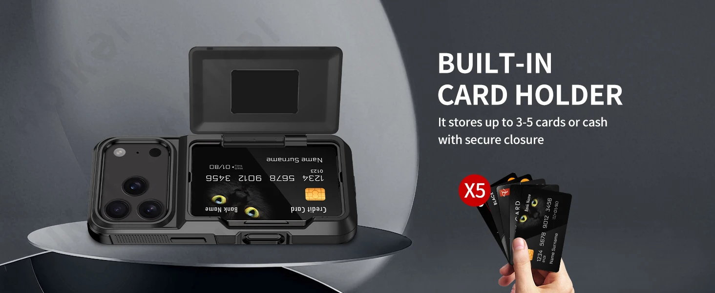 Case For iPhone 17 16 15 14 13 12 11 Pro Max Plus Wallet Credit Card Holder ID Card Slot Heavy Duty Protection Shockproof Cover