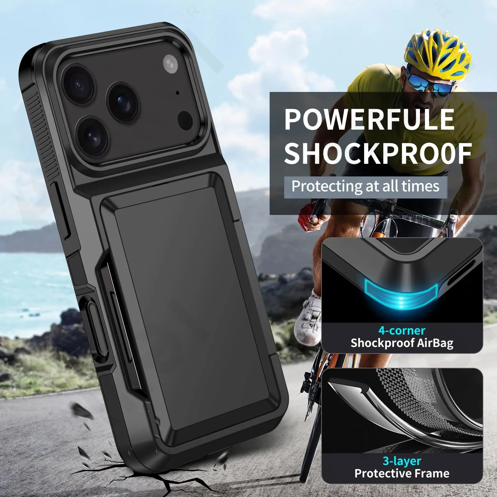 Case For iPhone 17 16 15 14 13 12 11 Pro Max Plus Wallet Credit Card Holder ID Card Slot Heavy Duty Protection Shockproof Cover