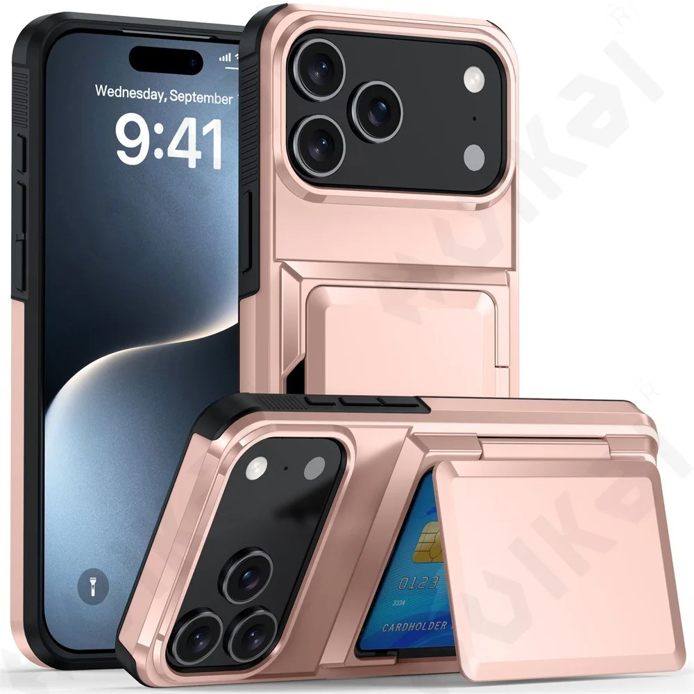 Case For iPhone 17 16 15 14 13 12 11 Pro Max Plus Wallet Credit Card Holder ID Card Slot Heavy Duty Protection Shockproof Cover