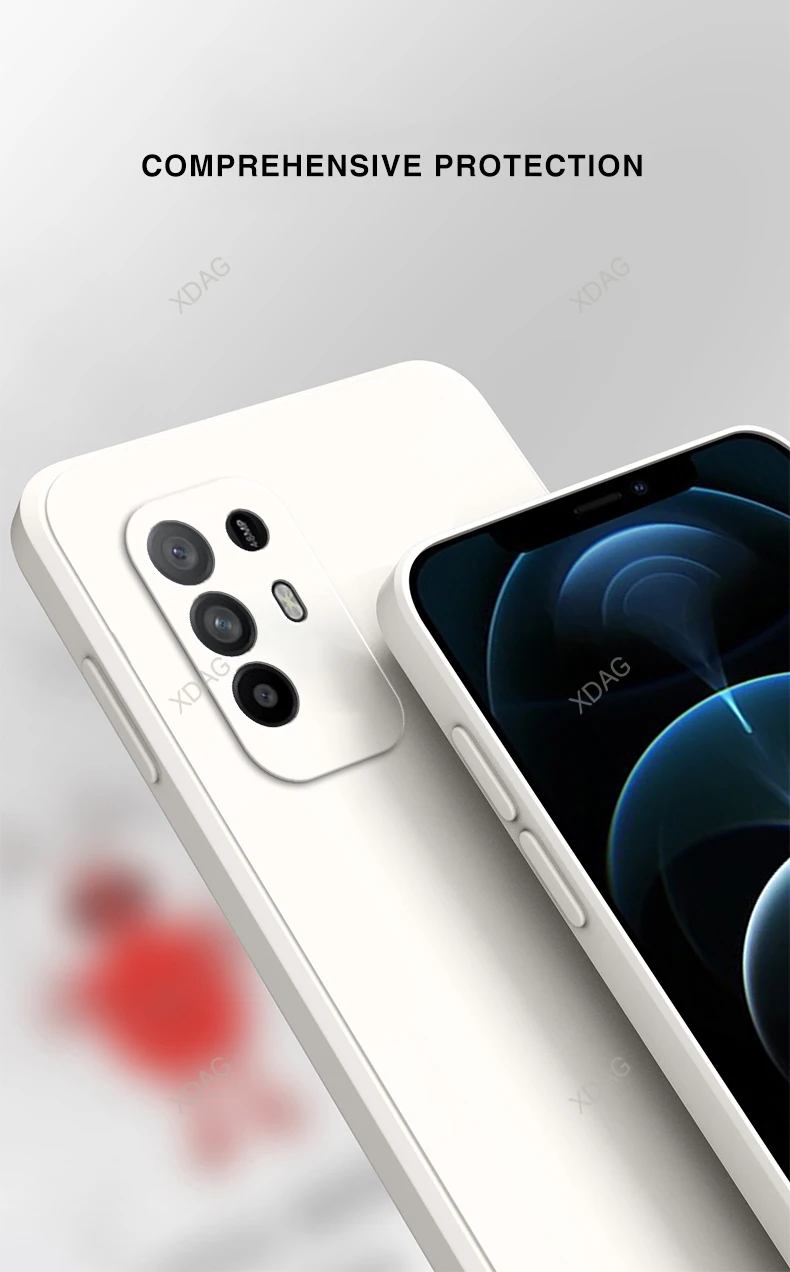 Coque Square Phone Case for OPPO Reno5 Z Reno 5Z 5G 6.43" CPH2211 Original Funda Liquid Silicone Lens Protection Soft Back Cover