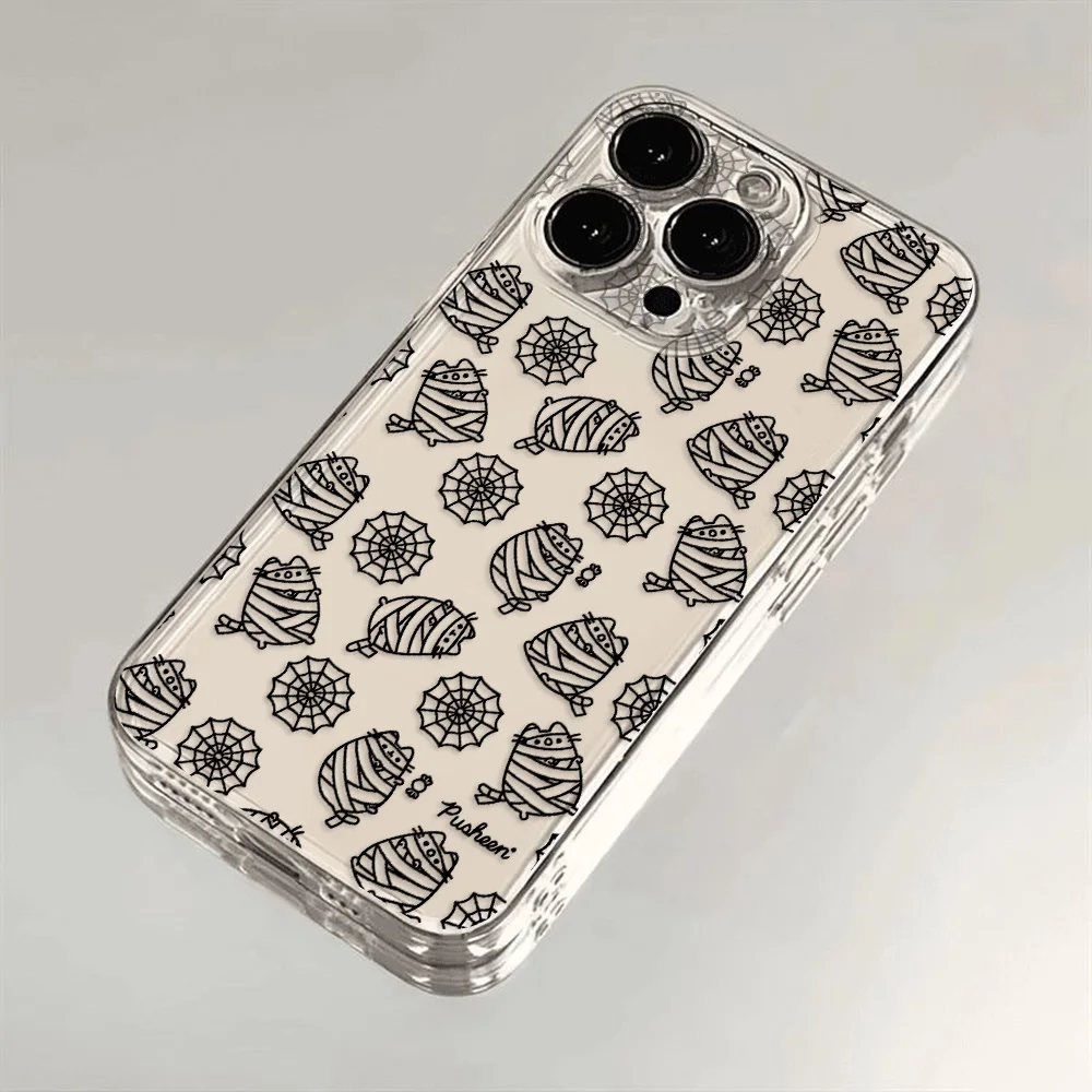 Transparent Cover The Cat Phone Case For-P-Pusheen iPhone 16 15 14 13 12 11 Mini Pro Max X XR XSMax 7 8 Plus SE20