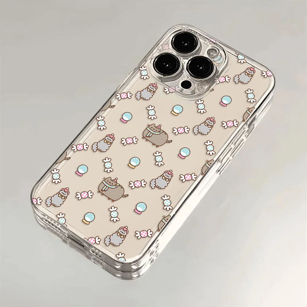 Transparent Cover The Cat Phone Case For-P-Pusheen iPhone 16 15 14 13 12 11 Mini Pro Max X XR XSMax 7 8 Plus SE20
