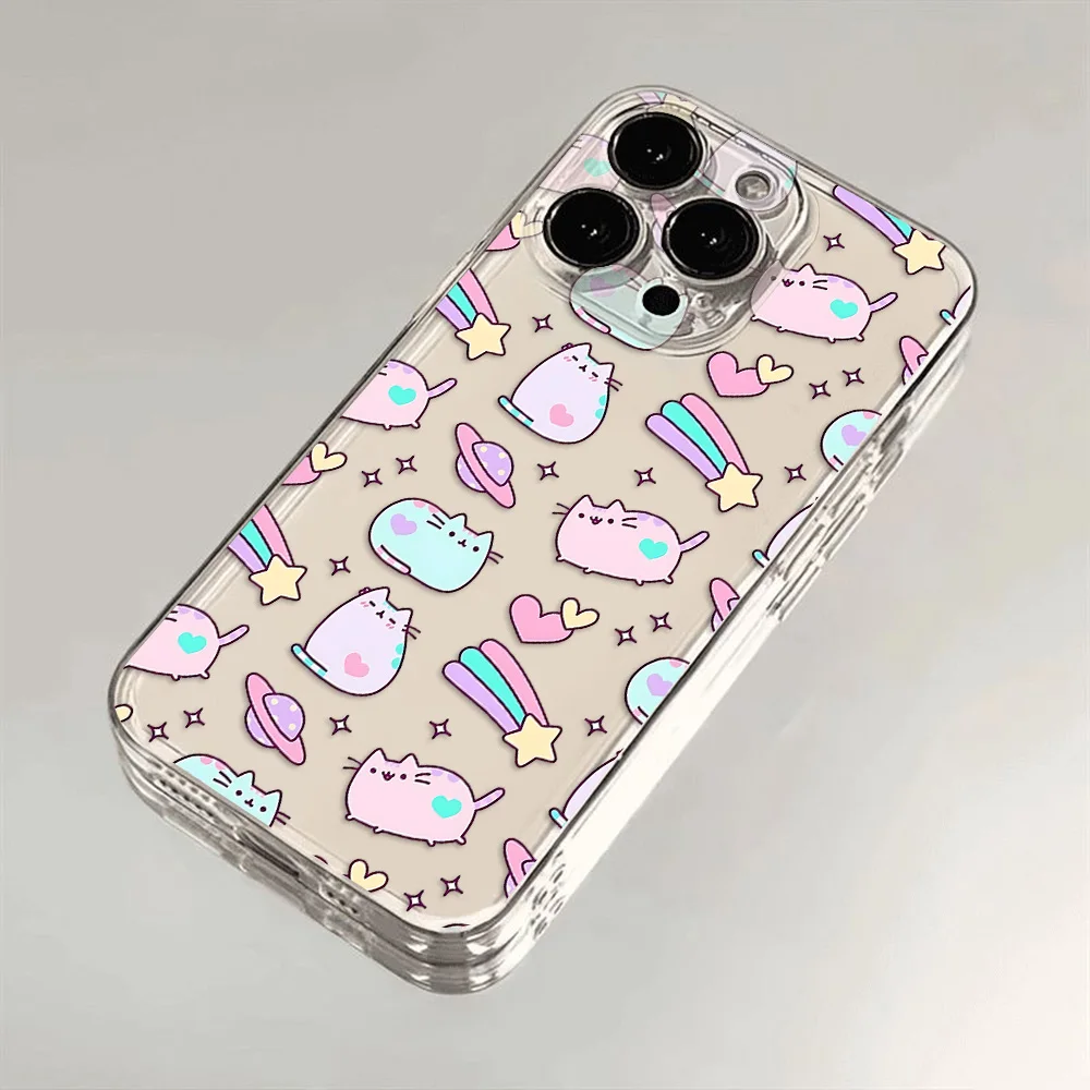 Transparent Cover The Cat Phone Case For-P-Pusheen iPhone 16 15 14 13 12 11 Mini Pro Max X XR XSMax 7 8 Plus SE20
