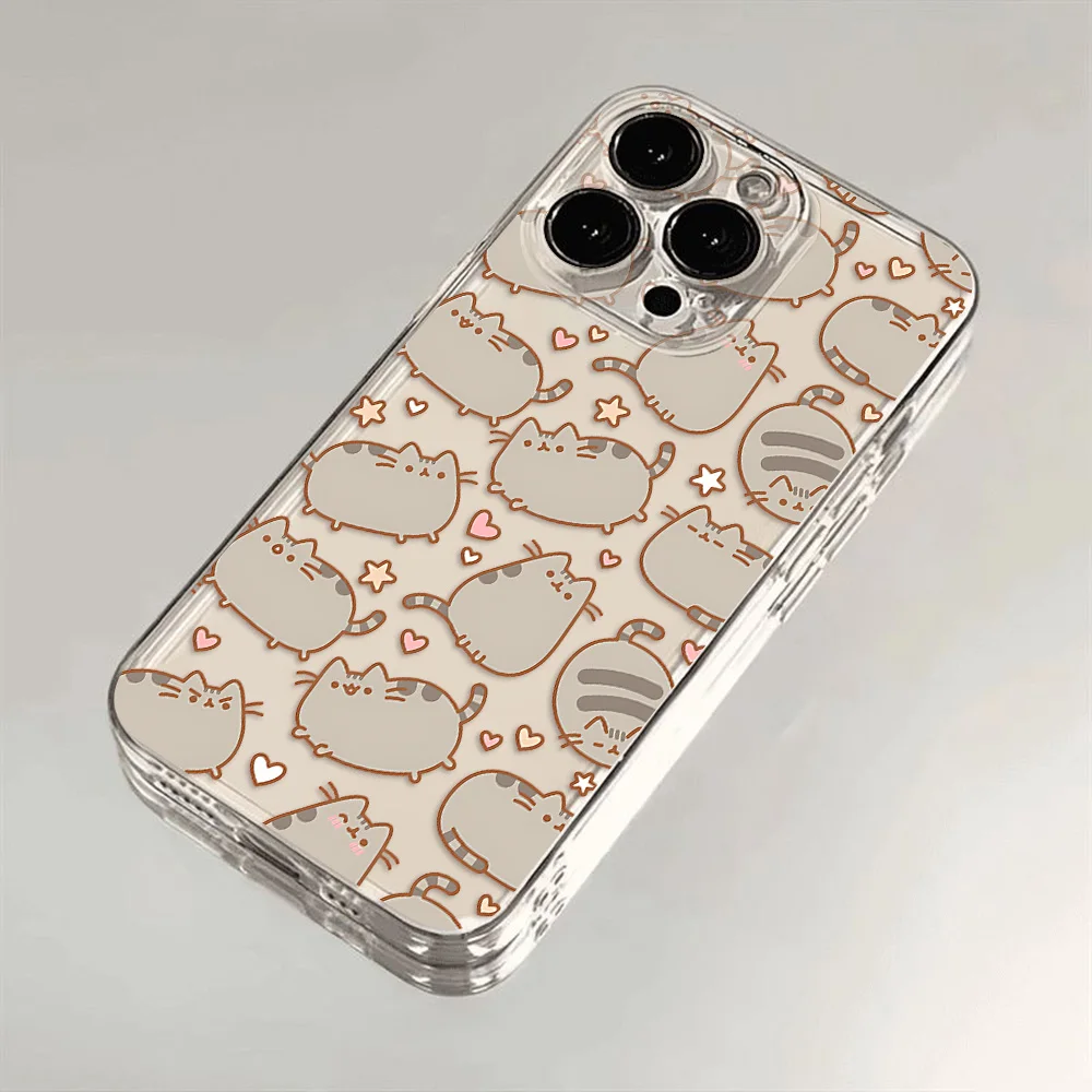 Transparent Cover The Cat Phone Case For-P-Pusheen iPhone 16 15 14 13 12 11 Mini Pro Max X XR XSMax 7 8 Plus SE20