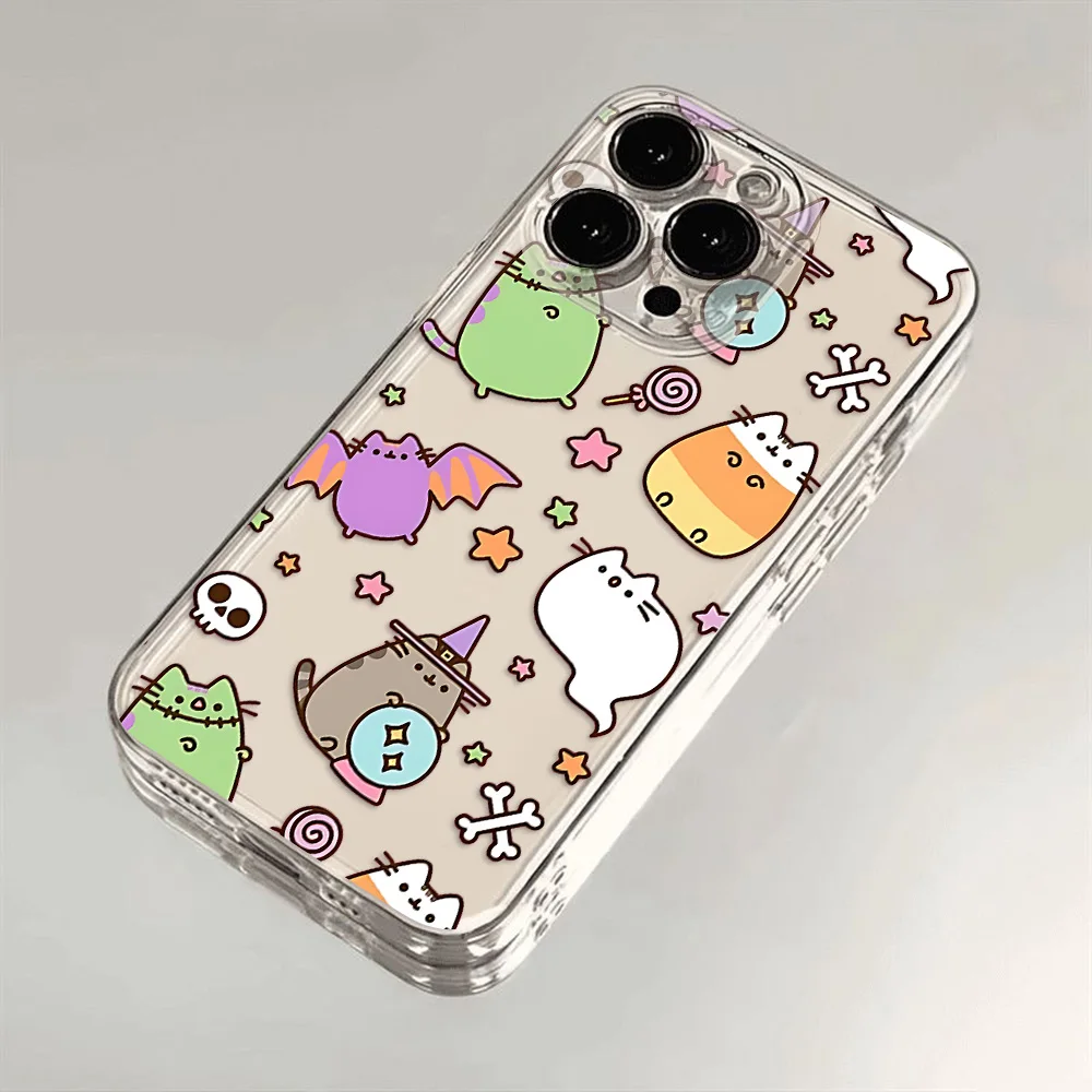 Transparent Cover The Cat Phone Case For-P-Pusheen iPhone 16 15 14 13 12 11 Mini Pro Max X XR XSMax 7 8 Plus SE20