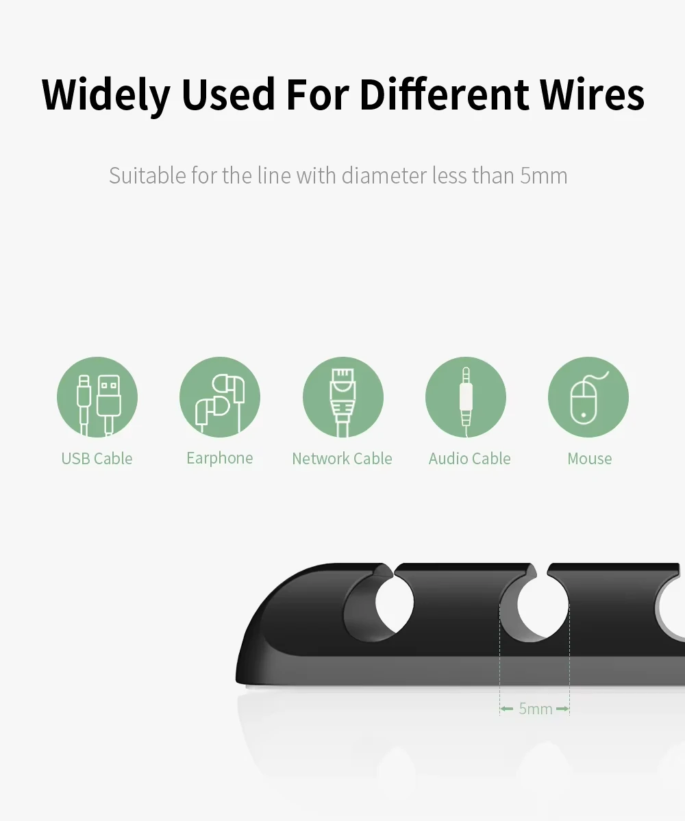 NNBILI 2024 New USB Cable Organizer Self-adhesive Cable Clips Silicone Fixer Wire Management for Home Car Interior Accessories