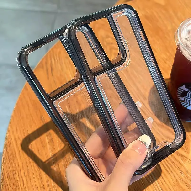 Military level thicken frame clear armor phone case for iPhone 15 14 13 12 11 Pro Max airbag scratch-proof hard bumper pc cover