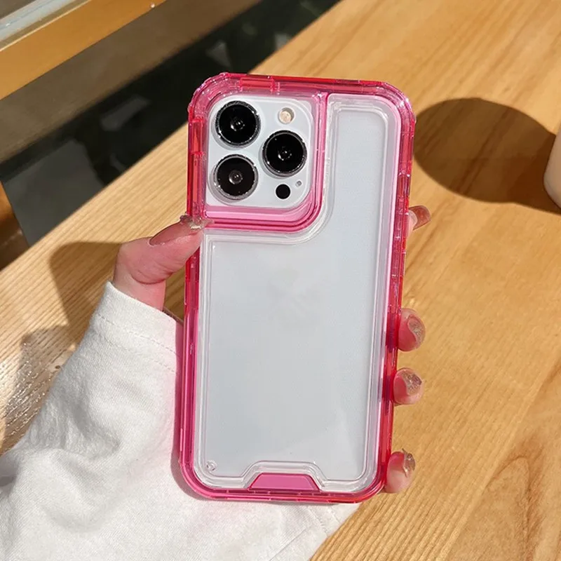 Military level thicken frame clear armor phone case for iPhone 15 14 13 12 11 Pro Max airbag scratch-proof hard bumper pc cover
