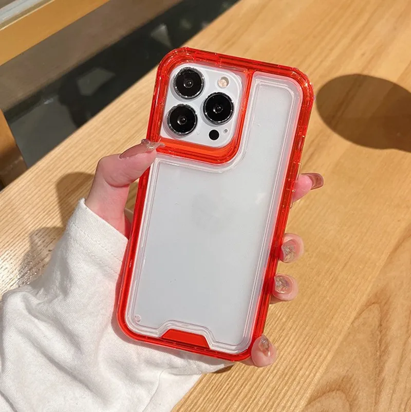 Military level thicken frame clear armor phone case for iPhone 15 14 13 12 11 Pro Max airbag scratch-proof hard bumper pc cover