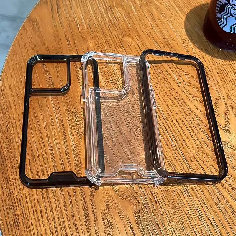 Military level thicken frame clear armor phone case for iPhone 15 14 13 12 11 Pro Max airbag scratch-proof hard bumper pc cover