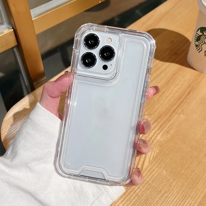 Military level thicken frame clear armor phone case for iPhone 15 14 13 12 11 Pro Max airbag scratch-proof hard bumper pc cover