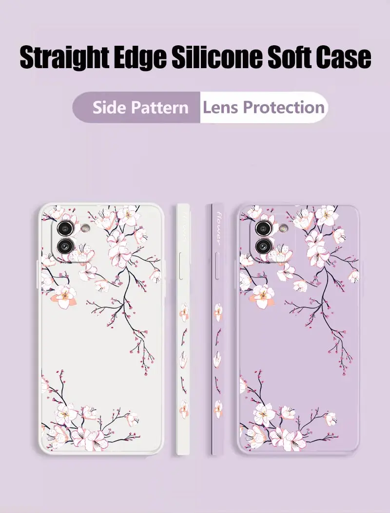 A03 Bright Orchid Silicone Phone Case For Samsung A03S A04E A04S A15 A21S A12 A13 A04 A14 A05 A03 A02 A22 A20S A23 A24 Cover