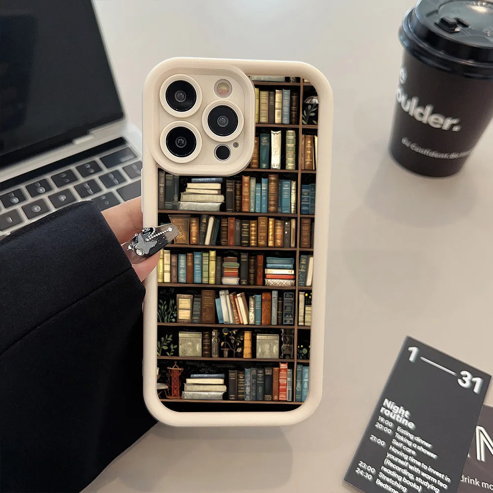 Book Shelf Creative Pattern Phone Case For Xiaomi 13 12 11 Lite 14 14T 13T 12T Poco X7 F6 F5 X6 X5 X3 M6 Pro F3 Soft Candy Cover