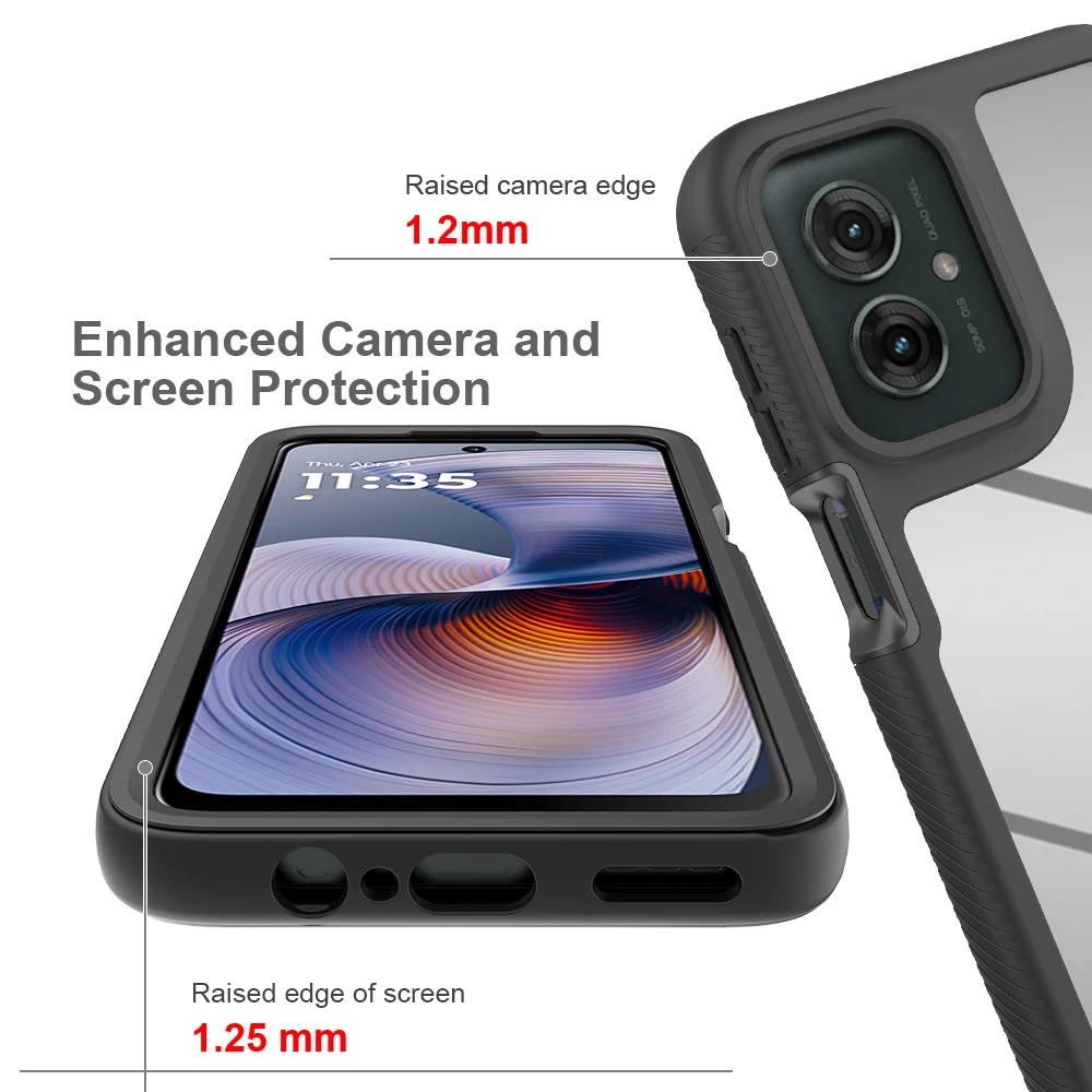 TPU/PC PET Sky Case for Motorola G55 Moto G35 Funda Capa with Screen Protector 360 Degree Protect Shield Clear Phone Cover