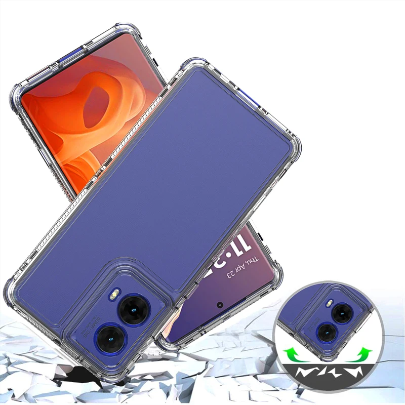 Transparent Acrylic 3-in-1 Mobile Phone Case for Moto G85 5G/Moto S50 Neo G35 G34 5G Drop-Proof Shock-Proof Effective Protection
