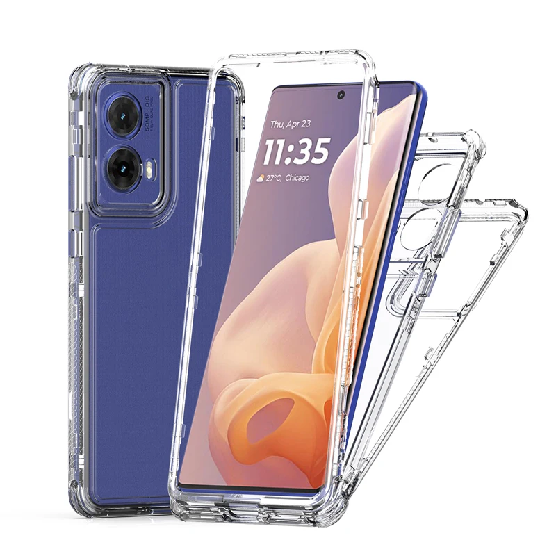 Transparent Acrylic 3-in-1 Mobile Phone Case for Moto G85 5G/Moto S50 Neo G35 G34 5G Drop-Proof Shock-Proof Effective Protection
