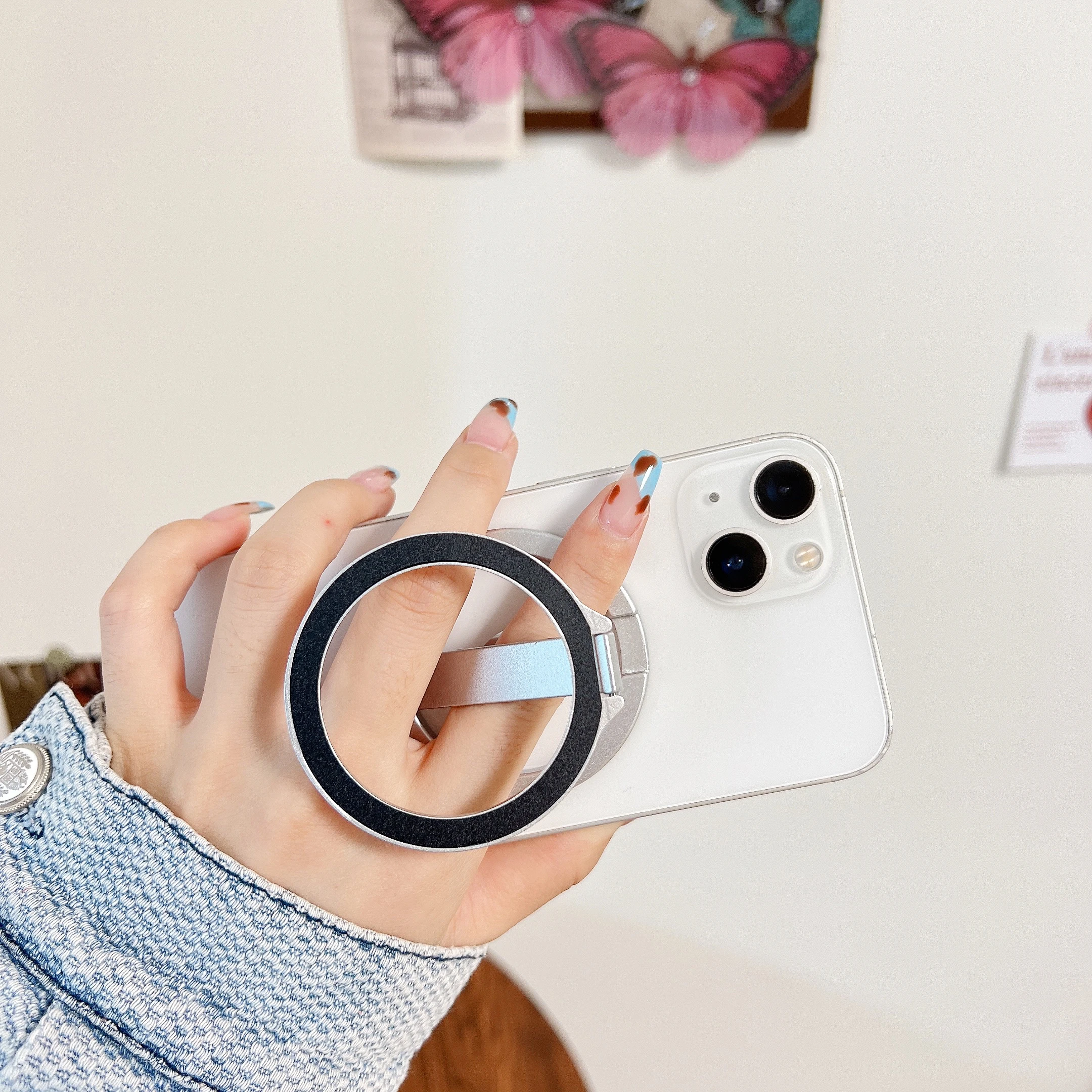 For Magsafe Magnetic Metal 1Pcs Strong Suction Rotating Double And Sided Sdsorption Alloy Portable Universal Desktop Creative
