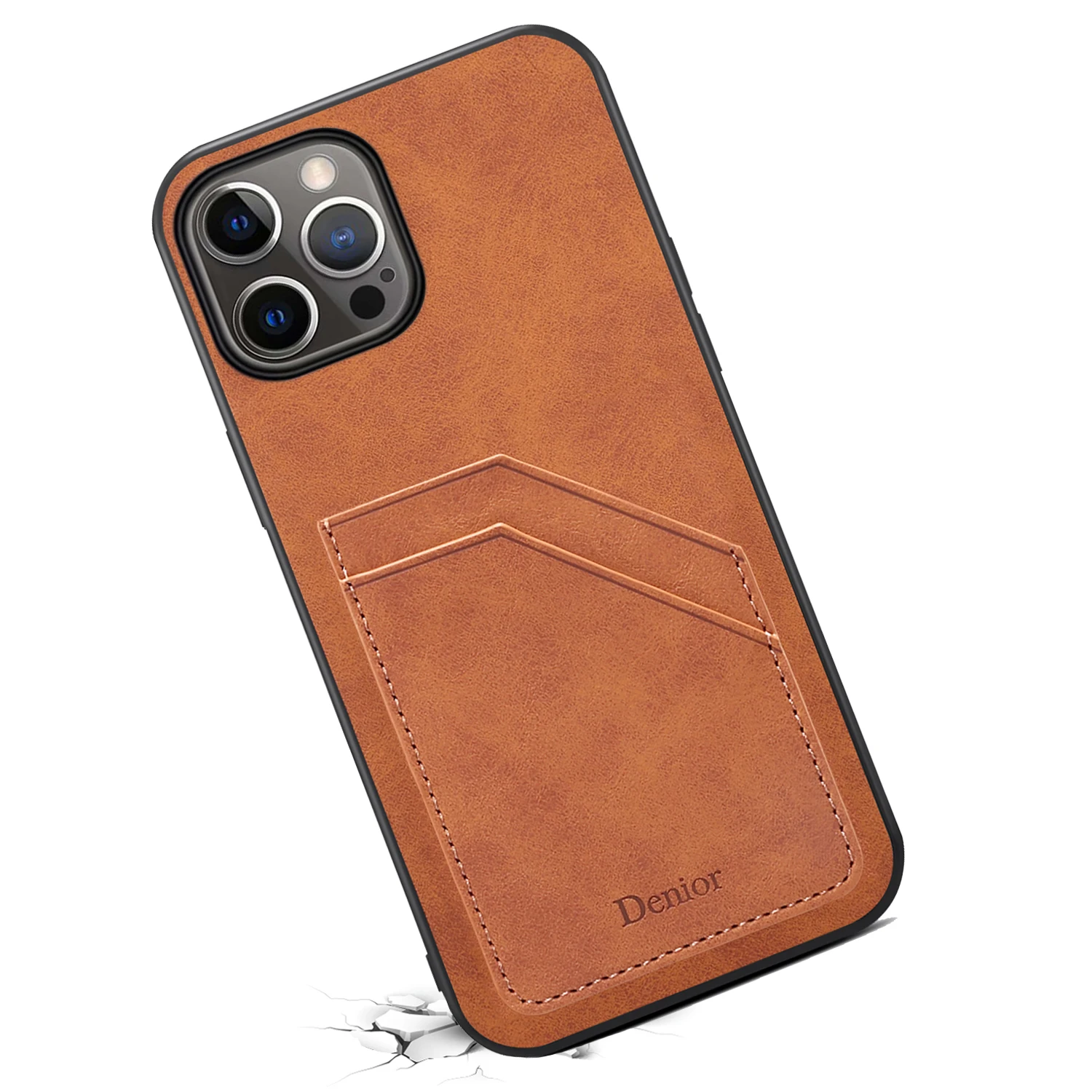 Denior For IPhone15 14 13 12 11 Mini Pro Max Shockproof Card Slot Phone Case For IPhone 7 8 Plus X Xs Xr Xs Max
