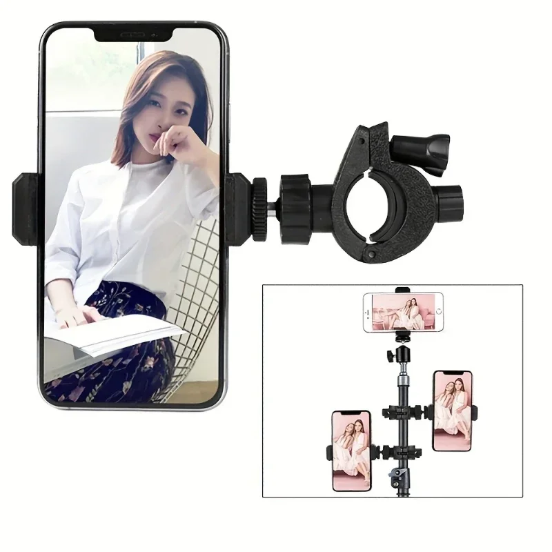 Phone Live Streaming Bracket 360 ° Rotating Bracket Bicycle Holder Clamp Photography Tripod Selfie Stick Added Stand Accessories