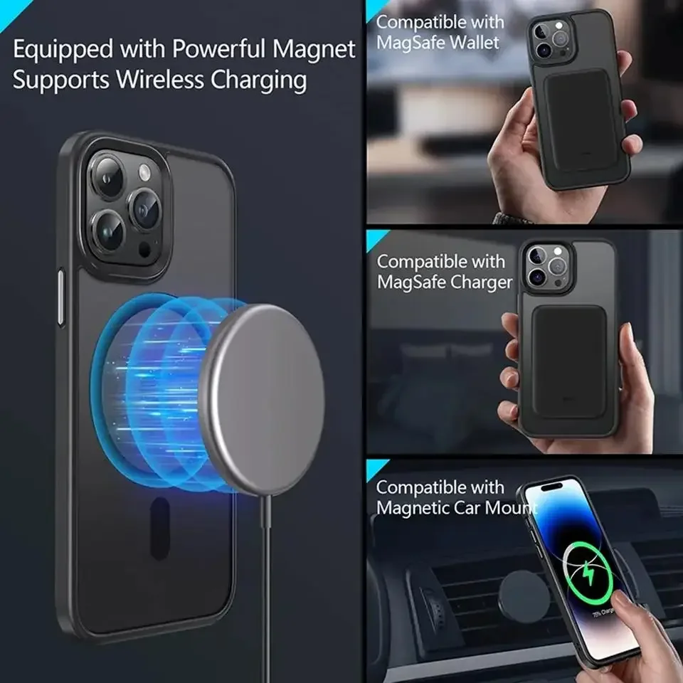 Luxury Matte 16E Magnetic Phone Case For iPhone 14 16 15 Plus 11 12 13 16E 14 15 Pro Max Magsafe Shockproof Protector Hard Cover