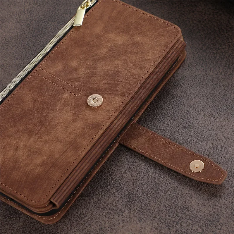 Zipper Wallet Flip Leather Cover For Samsung Galaxy S26 S25 S24 S23 Ultra S22 S21 FE S20 Plus Note20 5G Multi Card Case Coque